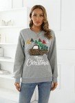 RETSUGO Womens Merry Christmas Sweatshirt Funny Christmas Tree Truck Pullover Fleece Sweaters Xmas Plaid Tops Shirts M