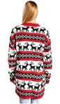 Womens Oversized Christmas Reindeer Cardigan (X-Large, Red Reindeer Cardigan)