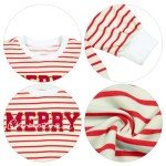 KIDDAD Christmas Sweatshirts for Women Glitter Patch Merry Christmas Letter Print Sweater Embroidered Striped Pullover Tops