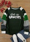 What Up Color Block Baseball T-Shirt for Women Christmas Casual Splicing Long Sleeve Shirt Tops Blouse(X-Large,Green)