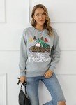 RETSUGO Womens Merry Christmas Sweatshirt Funny Christmas Tree Truck Pullover Fleece Sweaters Xmas Plaid Tops Shirts M