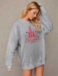 Zeagoo Christmas Sweatshirts for Women Loose Fit Christmas Print Long Sleeve Pullover Hoodies Lightweight Thin Casual Loose Top,L