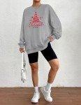 Zeagoo Christmas Sweatshirts for Women Loose Fit Christmas Print Long Sleeve Pullover Hoodies Lightweight Thin Casual Loose Top,L