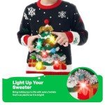 Giggling Getup Ugly Christmas Sweater for Kids, LED Light Up Christmas Tree Ugly Sweater, Ugly Holiday Sweater for Kids-Small(5-7Y)