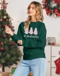 BANGELY Christmas Sweatshirt Women Christmas Tree Cake Graphic Sweater Shirts Xmas Holiday Pullover Cute Long Sleeve Tops Green