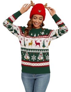 Namatime Ugly Christmas Sweaters for Women 2024 Family Matching Christmas Sweater Funny Xmas Holiday Party Knit Pullover Christmas Vacation Sweater Green-Christmas Tree XXL