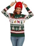 Namatime Ugly Christmas Sweaters for Women 2024 Family Matching Christmas Sweater Funny Xmas Holiday Party Knit Pullover Christmas Vacation Sweater Green-Christmas Tree XXL
