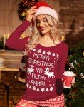 Christmas Womens Vintage Crewneck Shirt Long Sleeves Ugly Vacation Sweatshirt Reindeer Red XL