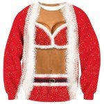 RAISEVERN Womens Ugly Christmas Sweater Funny Sex Design Fake 2 Pieces Pullover Sweatshirt Red 2 2017 Style No.4(fake 2 Pieces) Large