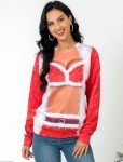 RAISEVERN Womens Ugly Christmas Sweater Funny Sex Design Fake 2 Pieces Pullover Sweatshirt Red 2 2017 Style No.4(fake 2 Pieces) Large