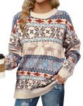 Christmas Sweater Women Ugly Christmas Tree Pullover Shirt Holiday Knit Xmas Sweater Tops Christmas Party Sweater Apricot