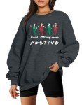 MYHALF Christmas Sweatshirt for Women Crewneck Friends Christmas Sweaters Xmas Festive Shirt Oversized Fall Tops Lightweight