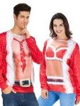 RAISEVERN Womens Ugly Christmas Sweater Funny Sex Design Fake 2 Pieces Pullover Sweatshirt Red 2 2017 Style No.4(fake 2 Pieces) Large