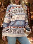 Christmas Sweater Women Ugly Christmas Tree Pullover Shirt Holiday Knit Xmas Sweater Tops Christmas Party Sweater Apricot
