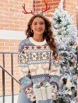 Christmas Sweater Women Ugly Christmas Tree Pullover Shirt Holiday Knit Xmas Sweater Tops Christmas Party Sweater Apricot