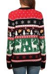 GRECERELLE Women's Ugly Sweater Funny Christmas Tree Merry Sweater Women Reindeer Snowflake Long Sleeve Knitted Office Christmas Sweater to Wear with Leggings Black-Green Reindeer & Xmas Tree-M