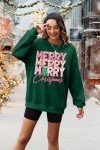 EGELEXY Christmas Sweatshirt Merry Christmas Shirts : Women Christmas No Sequin Outfits Christmas Long Sleeve Pullover Tops Green