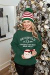 FASHGL Christmas Sweatshirt Xmas Embroidered Sweatshirts Womens Christmas Tree Farm Vacation Pullover Oversized Fall Top Green
