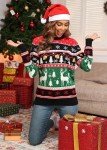 GRECERELLE Women's Ugly Sweater Funny Christmas Tree Merry Sweater Women Reindeer Snowflake Long Sleeve Knitted Office Christmas Sweater to Wear with Leggings Black-Green Reindeer & Xmas Tree-M