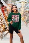EGELEXY Christmas Sweatshirt Merry Christmas Shirts : Women Christmas No Sequin Outfits Christmas Long Sleeve Pullover Tops Green