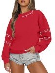 Christmas Sweatshirt Women Christmas Light Sweatshirts Merry And Bright Xmas Long Sleeve Shirts Crewneck Pullover Tops Red