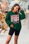 EGELEXY Christmas Sweatshirt Merry Christmas Shirts : Women Christmas No Sequin Outfits Christmas Long Sleeve Pullover Tops Green