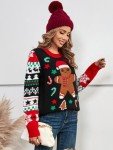 LANPULUX Women's Ugly Christmas Sweater Adorable Gingerbread Xmas Pullover Knitted Jumper