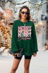 EGELEXY Christmas Sweatshirt Merry Christmas Shirts : Women Christmas No Sequin Outfits Christmas Long Sleeve Pullover Tops Green