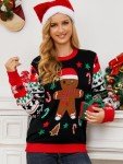 LANPULUX Women's Ugly Christmas Sweater Adorable Gingerbread Xmas Pullover Knitted Jumper