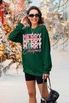 EGELEXY Christmas Sweatshirt Merry Christmas Shirts : Women Christmas No Sequin Outfits Christmas Long Sleeve Pullover Tops Green