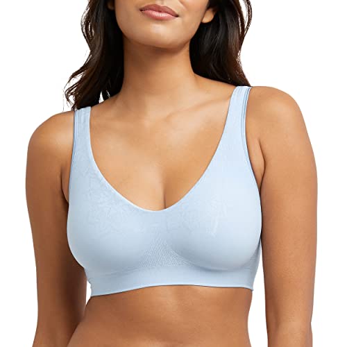 Bali Women's Wireless, Comfort Revolution Seamless Bra, ComfortFlex Fit, Moisture-Wicking, Blue Flight Aztec, 2X Large