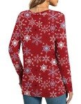 HOTGIFT Womens Winter Tops Christmas Tunics Casual Long Sleeve Shirts Sweater Tee Top Snowflake-Red Large