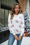 LUBOT Ugly Christmas Sweaters for Women Cute Fuzzy Funny Wintertime and Holiday Parties Knitted Pullover Sweater White Pink Tree M
