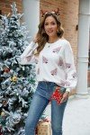 LUBOT Ugly Christmas Sweaters for Women Cute Fuzzy Funny Wintertime and Holiday Parties Knitted Pullover Sweater White Pink Tree M
