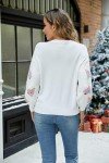 LUBOT Ugly Christmas Sweaters for Women Cute Fuzzy Funny Wintertime and Holiday Parties Knitted Pullover Sweater White Pink Tree M
