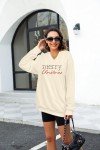 JINTING Chiristmas Sweatshirt Merry Christmas Shirts for Women V Neck Long Sleeve Oversized Pullover Tops Apricot