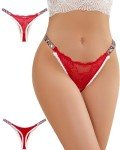 Christmas Sexy Thong Gifts Womens Naughty Slutty Underwear Bling Straps Panties T-Back Briefs Bikini Thongs G-Strings XL