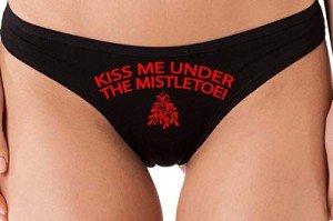 Knaughty Knickers Kiss Me Under The Mistletoe Christmas Sexy Black Thong Panties