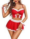 Avidlove Christmas Lingerie for Women Sexy Santa Lingerie Corset Top and Mini Skirt Set