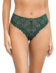 Avidlove Lace Thongs for Women Christmas Underwear Cute Panties Dark Green