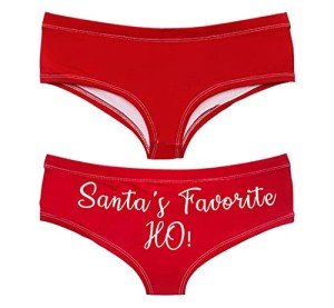 Santa's Favorite Ho Sexy Women's Christmas Booty Short Panty For the Holidays (Medium) Red