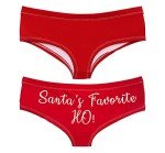 Santa's Favorite Ho Sexy Women's Christmas Booty Short Panty For the Holidays (Medium) Red