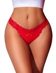 Avidlove Comfy Ribbed Thong Underwear for Women Ruffle Panties Christmas Lingerie Red