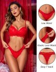 Avidlove Comfy Ribbed Thong Underwear for Women Ruffle Panties Christmas Lingerie Red