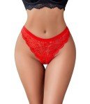 Avidlove Women Lace Bow Thongs,T Back Low Waist Panties Sexy V-Shape Design Floral Lace, Breathable Panties Undies for Women Red