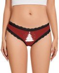 Aueyan Christmas Panties Women Gifts for Christmas Red Panties Sexy Lace Underwear Xmas Underpants Funny Small Items Women's Christmas Tree Underwear,M