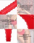 Avidlove Comfy Ribbed Thong Underwear for Women Ruffle Panties Christmas Lingerie Red