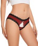 Aueyan Christmas Panties Women Gifts for Christmas Red Panties Sexy Lace Underwear Xmas Underpants Funny Small Items Women's Christmas Tree Underwear,M