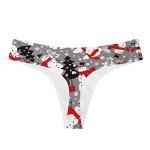 Dellukee Women Sexy Thong Underwear Snowman Christmas Trees Print High Cut Breathable Stretch Comfortable Underwear Brief