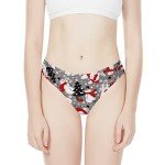 Dellukee Women Sexy Thong Underwear Snowman Christmas Trees Print High Cut Breathable Stretch Comfortable Underwear Brief